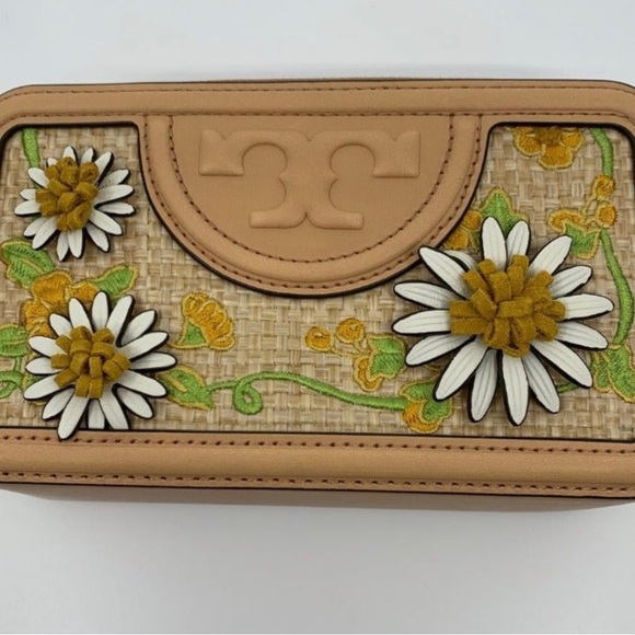 Tory Burch Floral/Straw Fleming Handbag - Picture 5 of 11